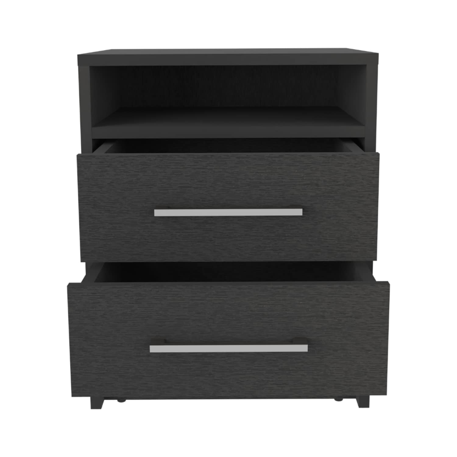 Nightstand 20" H, 2 Drawers, Superior Top, Metal Handles, Black